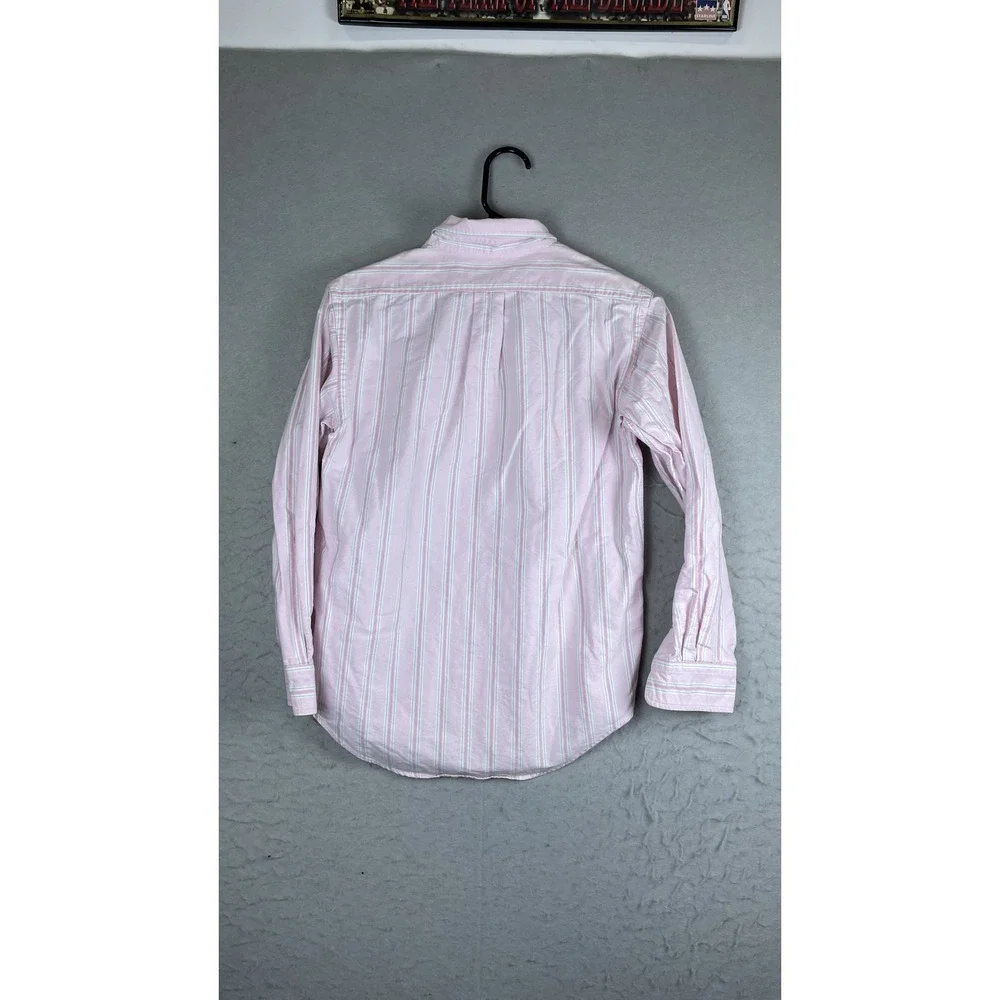 Ralph Lauren Shirt Youth 14 Pink Stripe Long Sleeve Button Down‎ Top Pony Logo